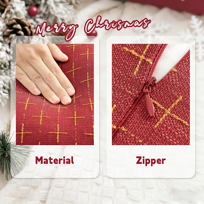 ZWJD Christmas Pillow Covers 18x18 Set of 2 Soft Polyester Textured Pillows - Image 4