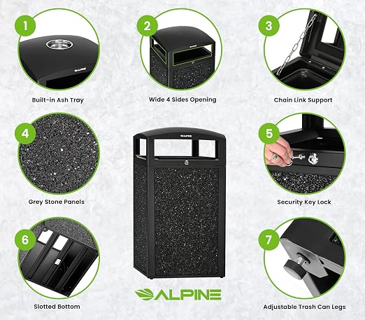 Alpine Outdoor Commercial Trash Can - Image 4