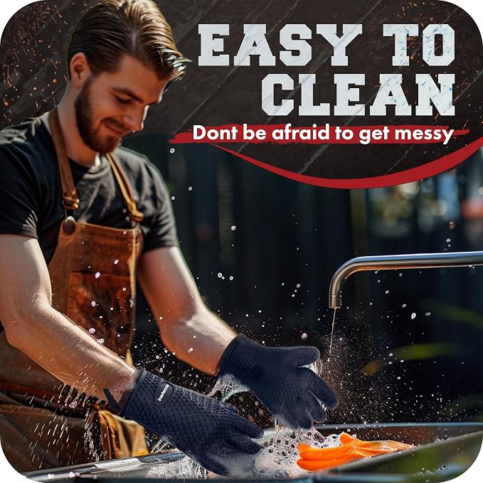 KITCHEN PERFECTION S Silicone Smoker Oven Gloves -Extreme Heat Resistant BBQ - Image 7