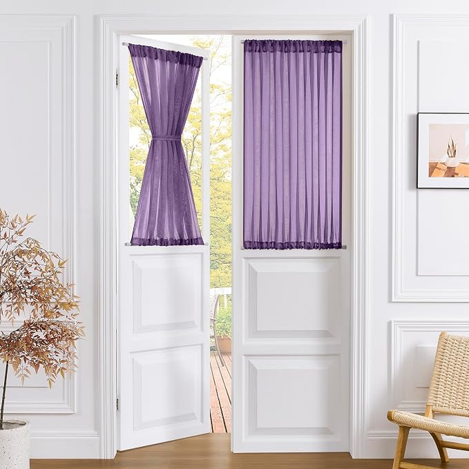 Tollpiz Short Sheer Curtain Linen Textured Curtain Sheers Doorway Light by Tollpiz