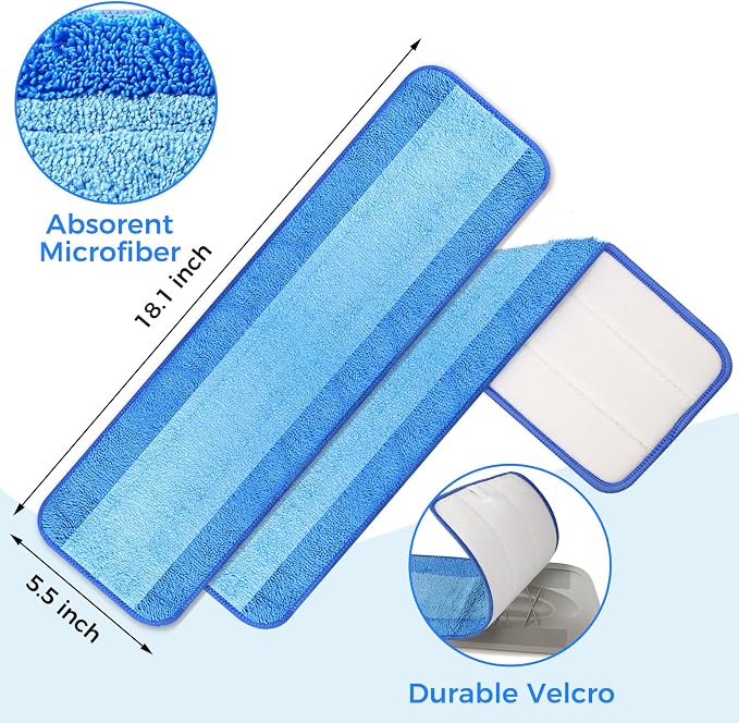 12-Pack Microfiber Cleaning Pads, 18-Inch Microfiber Mop Pads Compatible - Image 2