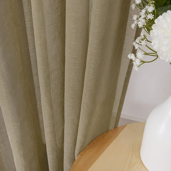 Tollpiz Short Sheer Curtain Linen Textured Bedroom Curtains Sheer Light - Image 3
