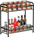 Spice Rack for Countertop, 2-Tier Standing Sturdy Metal Seasoning Organizer by AURIKAR