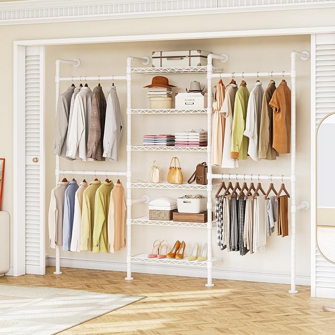 ONBRILL H3 Wall Mounted Closet System, Expandable Industrial Pipe Clothes Rack by ONBRILL