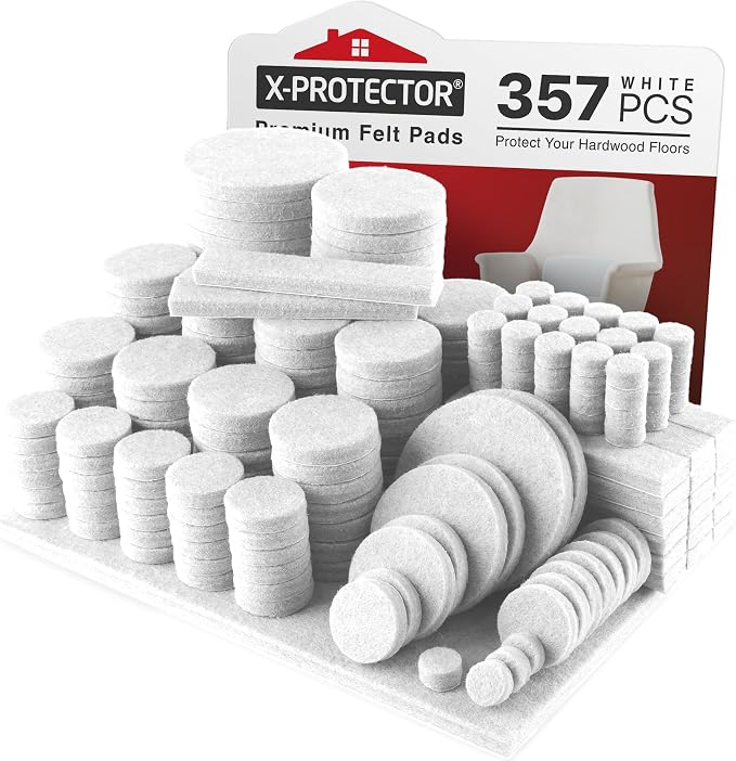 357 pcs White Felt Furniture Pads X-Protector! Huge Quantity of Furniture Pads by X-Protector