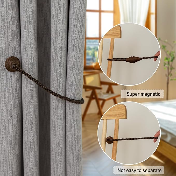 Magnetic Curtain Tiebacks 2 Pack Outdoor Rope Curtain Tie Backs Decorative - Image 4