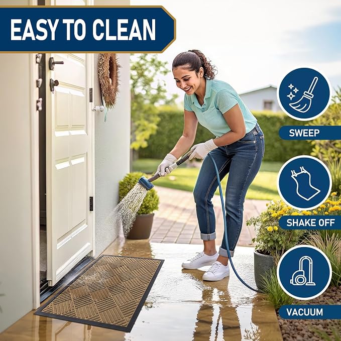 Smiry Front Door Mat Outside Entrance, Heavy Duty Outdoor Indoor Natural Rubber - Image 6