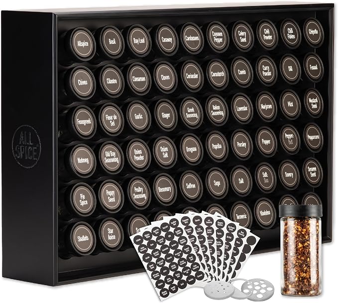 AllSpice Spice Rack Organizer, 525 Unique Labels, Countertop or Wall Mount by AllSpice
