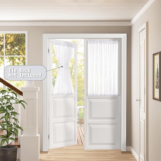 Tollpiz Small Sheer Door Curtain Closet Linen Textured Curtain Sheers Doorway - Image 2