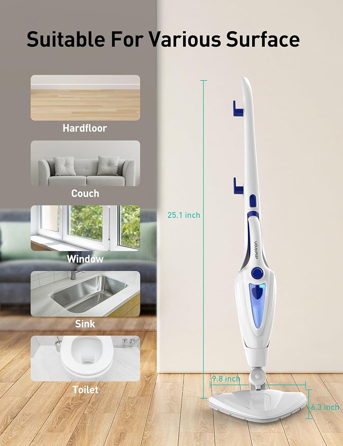 12-in-1 Steam Mop, Fast 15-Sec Heat-Up, 1500W Detachable Handheld Steam Cleaner - Image 6