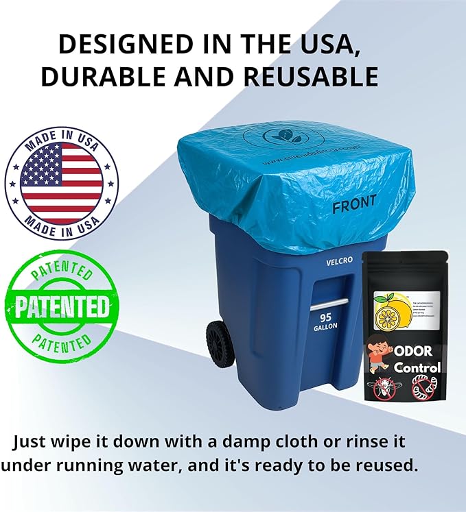 Outdoor Trash Can Odor Eliminator Cover Lemon Scented Durable Elastic Bag - Image 2