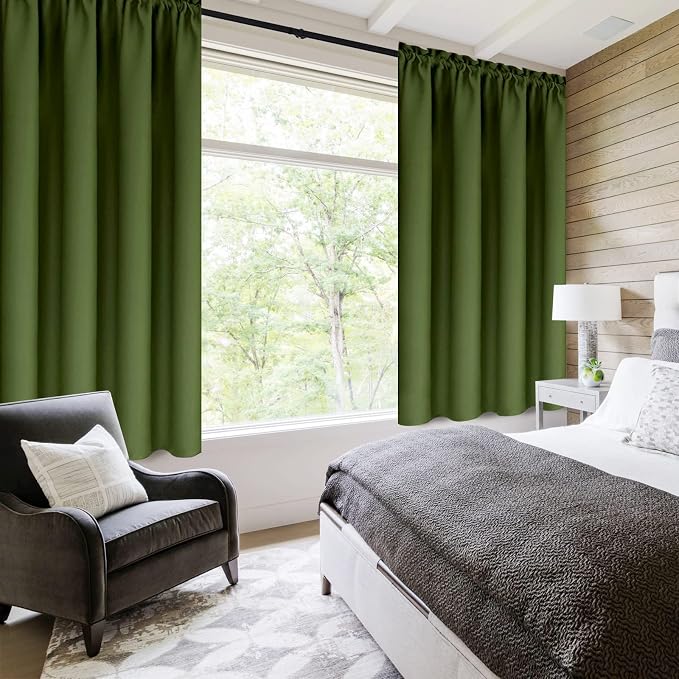 DWCN Christmas Olive Green Room Darkening Blackout Curtains - Image 2
