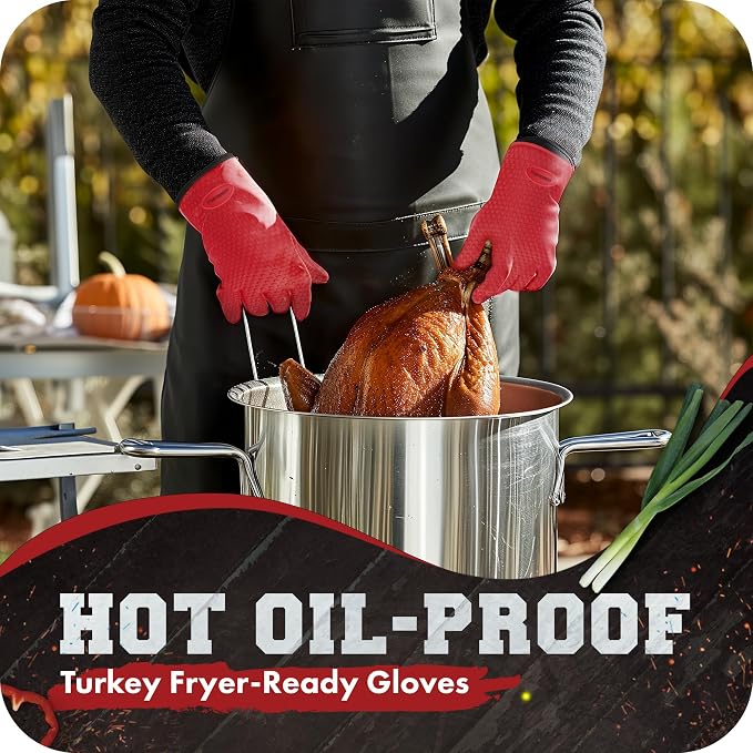 KITCHEN PERFECTION XL Silicone Smoker Oven Gloves-Extreme Heat Resistant BBQ - Image 5