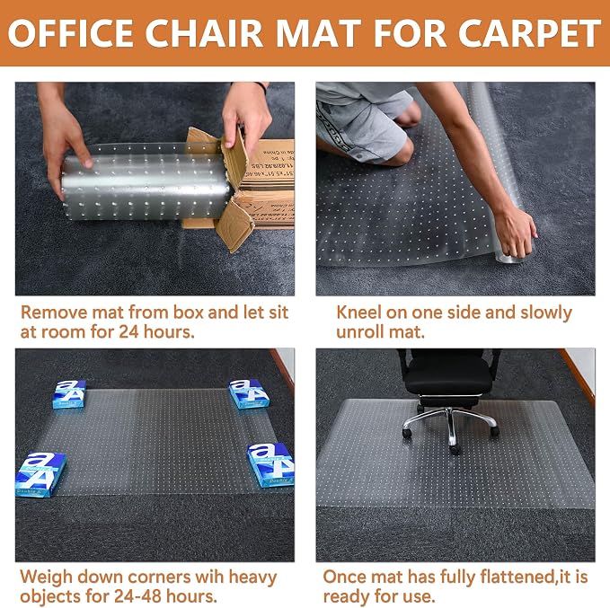Large Chair Mat for Carpet, Easy Glide Plastic Carpet Floor Protector Mat for - Image 6