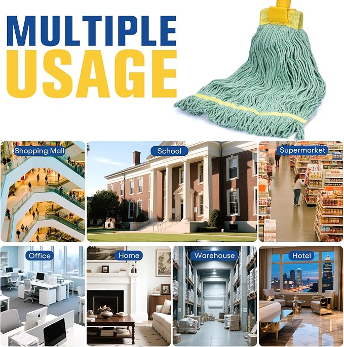 Matthew Cleaning Commercial Mop Head Replacement, 5 Inch Wide Headband - Image 7