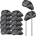 Welspo Magnetic Leather Golf Iron Head Covers 11 Pack Synthetic Leather Club by Welspo