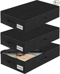Under Bed Storage Container Bin 3 Pack, Low Profile Foldable Underbed Clothes by KUKIKAN