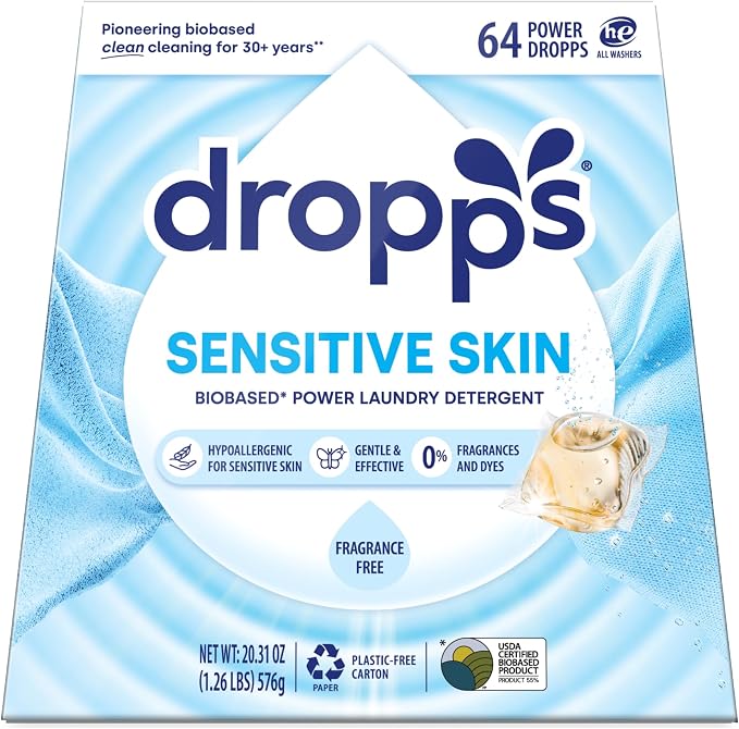 Dropps Sensitive Skin Laundry Detergent Pods, Unscented by Dropps