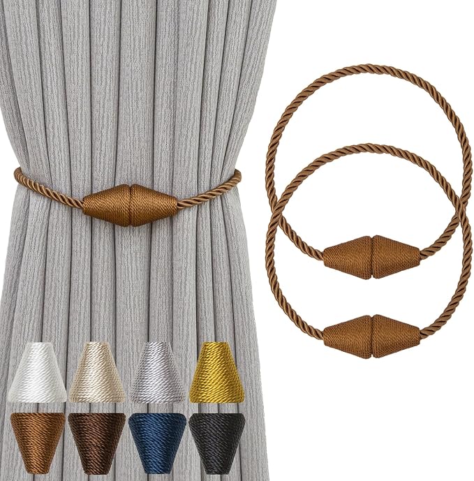 Magnetic Curtain Tiebacks 2 Pack Outdoor Rope Curtain Tie Backs Decorative by CurtainTiebacks