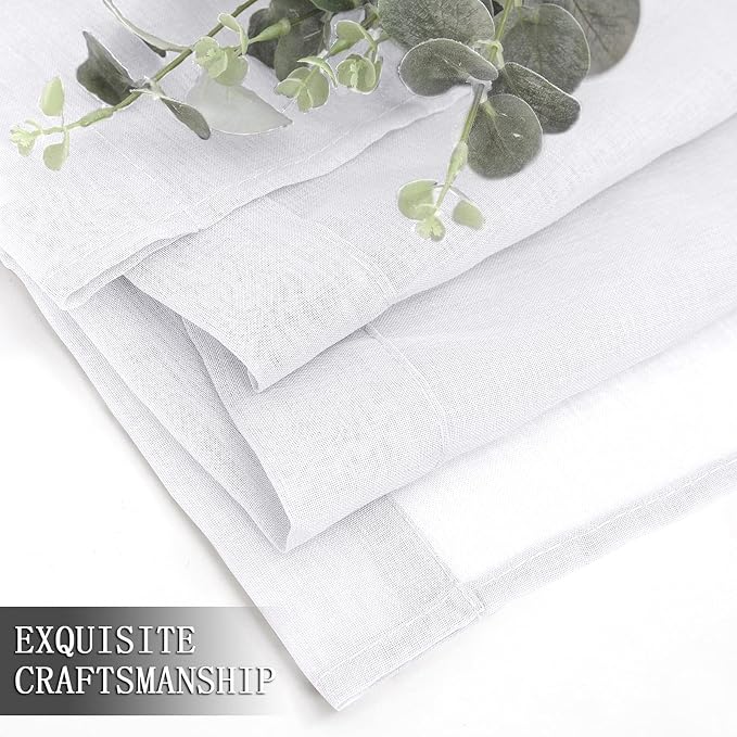 Tollpiz Short Sheer Curtain Linen Textured Living Room Curtains Sheer Light - Image 7