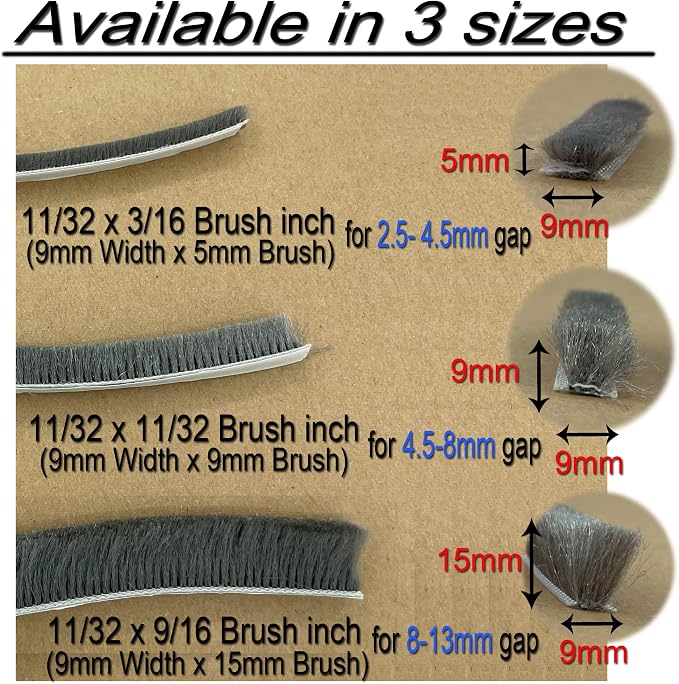 Adhesive Pile Weather Stripping, Weatherstrip Fuzzy Door Brush Strip - Image 6