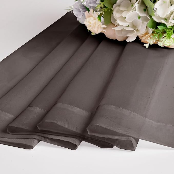 Chyhomenyc Chocolate Brown Sheer Curtains 72 Inch Length 2 Panels, Light - Image 8