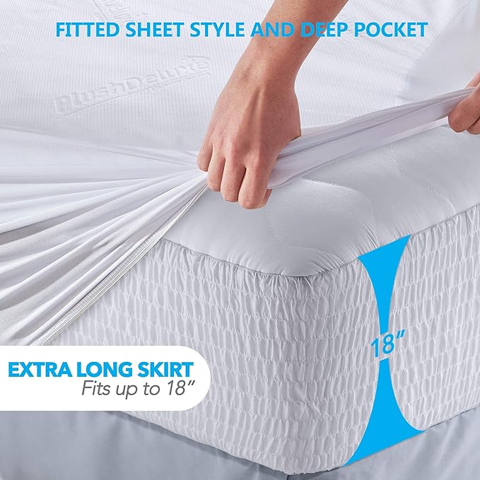 PlushDeluxe Premium Bamboo Mattress Protector – Twin Size, Waterproof, & Ultra - Image 4