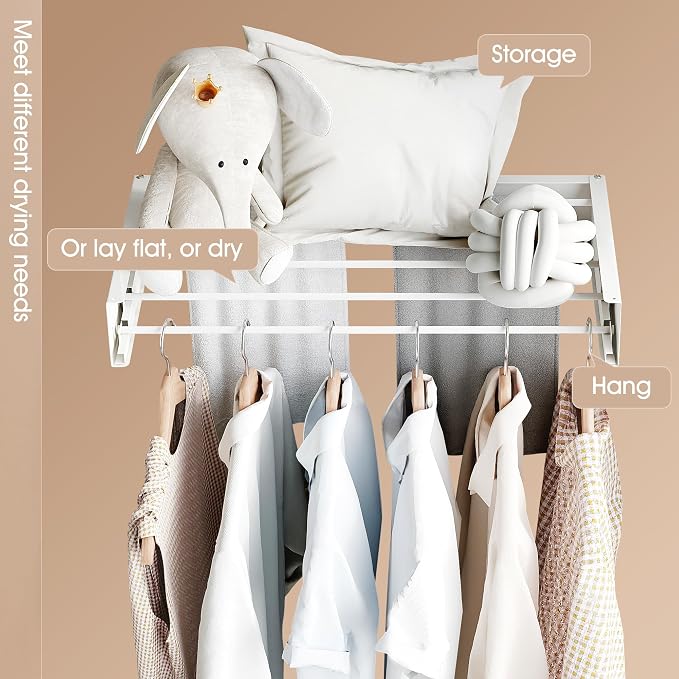 Wall Mounted Drying Rack, Drying Rack Clothing, Collapsible Hanger Racks - Image 4