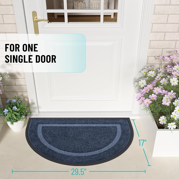 OLANLY Half Circle Door Mat Indoor Outdoor Entrance Welcome, Waterproof - Image 6