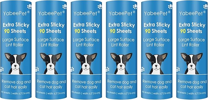 Extra Sticky Large Lint Roller Refills, 6.3'' Giant Lint Roller Refills by Yabeepet