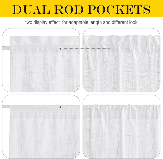 NICETOWN French Door Curtain Panel Linen Look Classroom Window Shade Sidelight - Image 2
