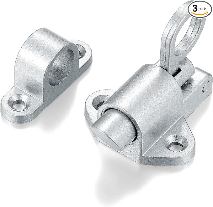3 Packs Self-Closing Latches，Silver Gray Spring Door Lock，Resilient Bolt Latch by INIRET