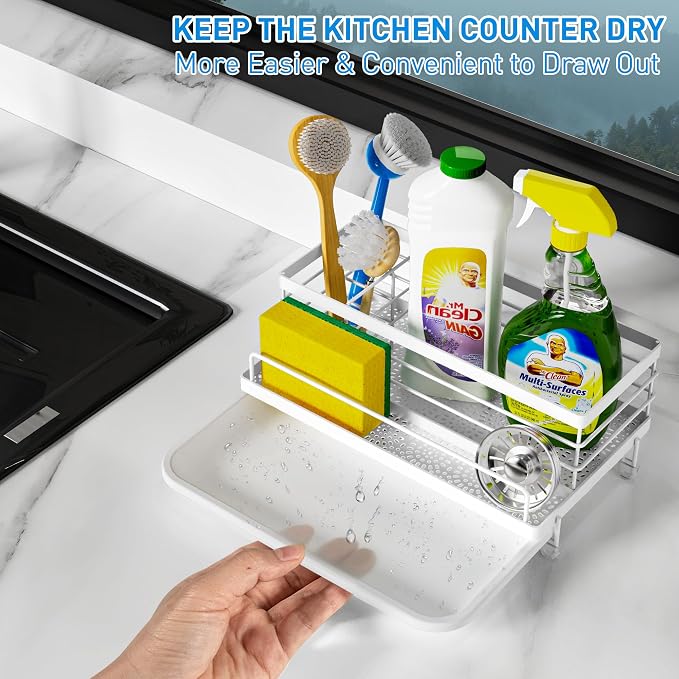 Cisily Sponge Holder for Kitchen, Sink Caddy Organizer, Kitchen Sink Accessories - Image 4