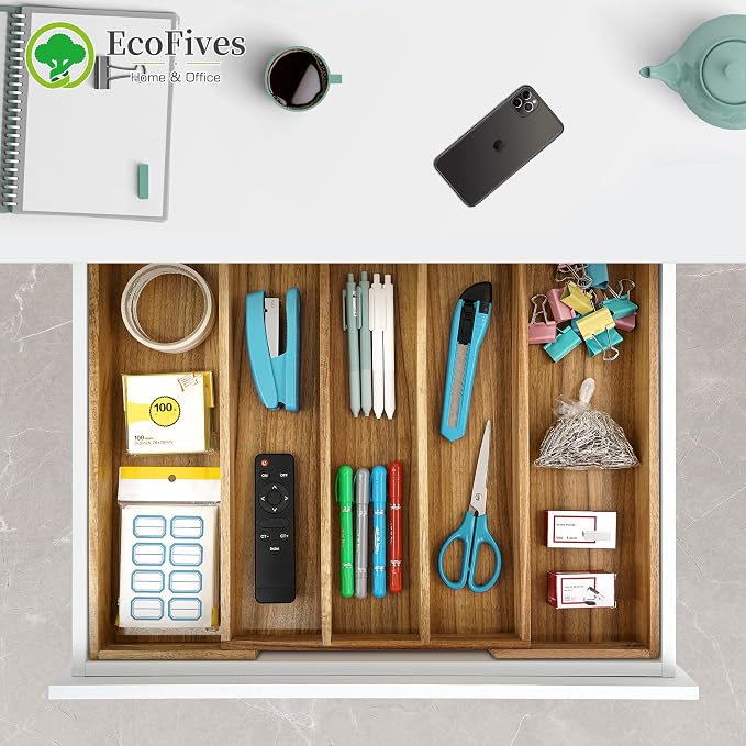 Luxury Acacia Silverware Organizer -Kitchen Drawer Organizer - Image 4