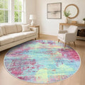 IOHOUZE Abstract Round Area Rug 8 Ft Washable Circle Rugs Large Round Rug Non by iOhouze