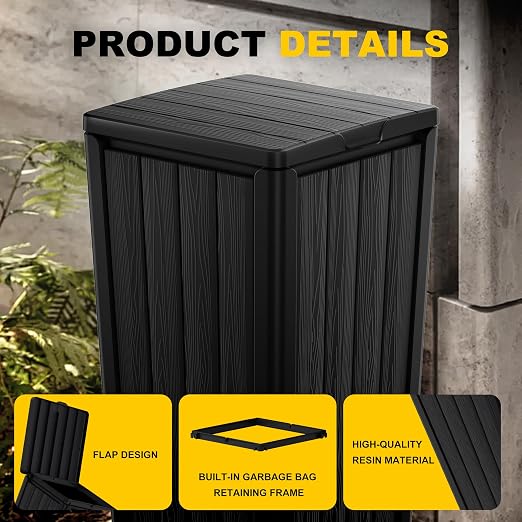EasyUp Outdoor Trash Can with Lid, Waterproof and Sunscreen Resin Garbage Cans - Image 5