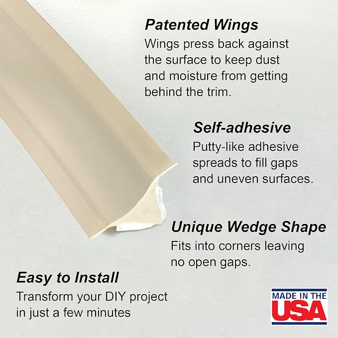 InstaTrim The Original Flexible Trim - 10ft Ivory 1/2" Wide Caulk Tape - - Image 2