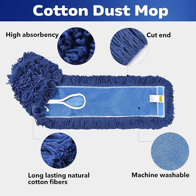 MATTHEW CLEANING 36'' Industrial Strength Cotton Dust Mop Refill Washable - Image 3