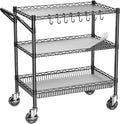 3 Tier Metal Cart with Wheels, Heavy Duty Utility Rolling Cart 1050lbs by Alexayhome