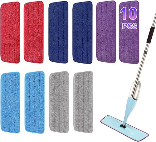 10 Pack 16.5 inch Reusable Mop Pads Microfiber Spray Mop Replacement Heads by H-Gamely