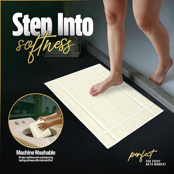 Pearl Linens Pack of 2 100% Cotton Bathmat 20x30 inches, Soft & Absorbent Quick - Image 8