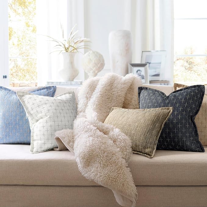 ZWJD Pillow Covers 20x20 Set of 2 Soft Polyester Textured Pillow Covers - Image 4