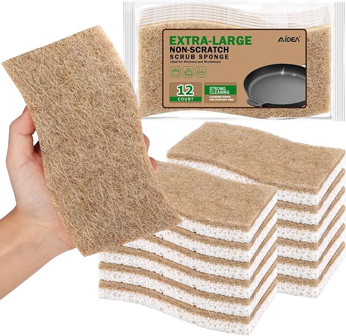 AIDEA XL Sponges Kitchen, Non-Scratch Scrub Sponge, Large Natural Sponge by AIDEAHOME