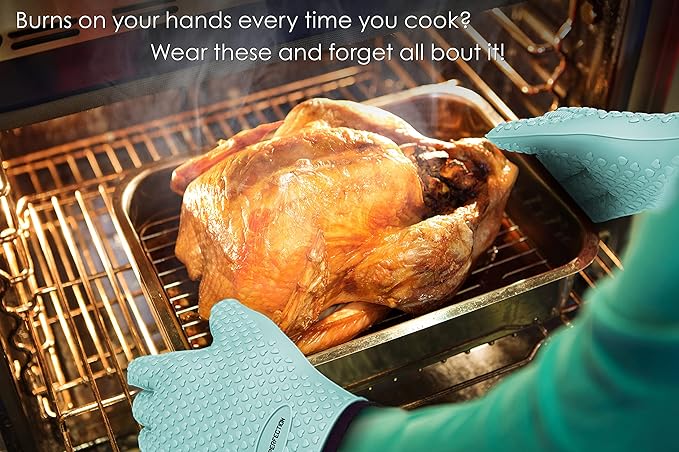 KITCHEN PERFECTION S Silicone Smoker Oven Gloves -Extreme Heat Resistant BBQ - Image 3