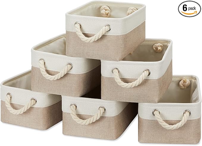 Temary Small Fabric Storage Baskets 6 Pcs Decorative Baskets Bins by TEMARY