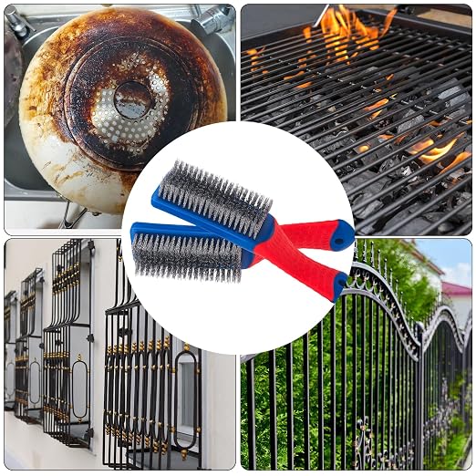 Wire Brushes 2 Pcs Steel Brushes Heavy Duty Carbon Steel and Stainless Steel - Image 7