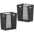 Piskyet Black Office Trash Can for Near Desk, 7 Gallon Unique Wood Bedroom by Piskyet