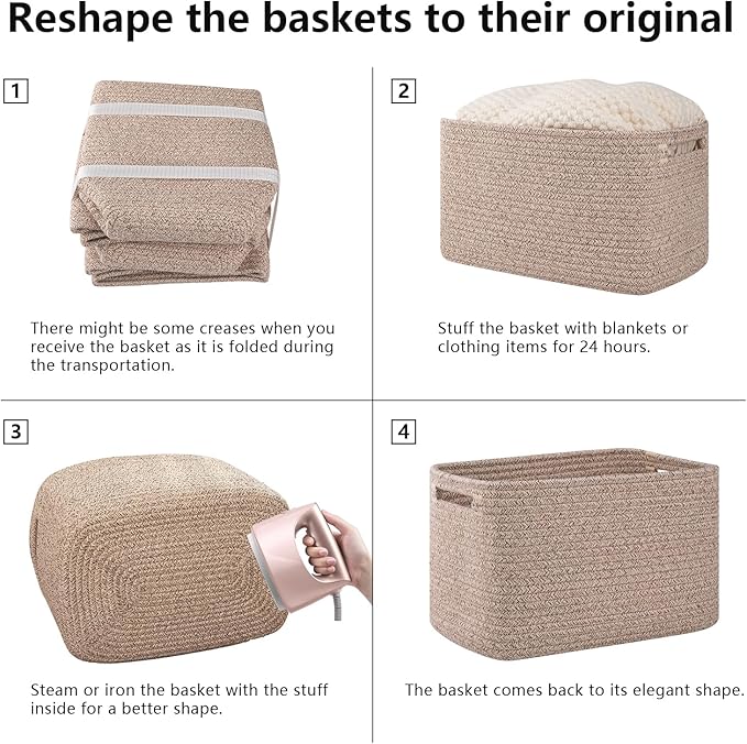 OIAHOMY 4 Pack Storage Baskets for Organizing, Cube Storage Bins for Shelves - Image 7