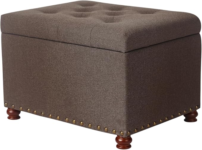 Joveco Storage Ottoman Linen Tufted Bench, Rectangular Footrest Footstool by Joveco