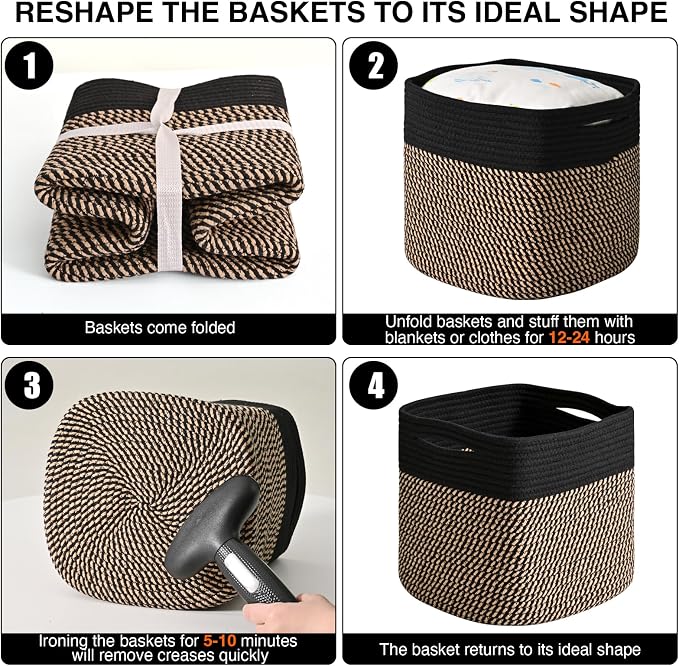 11 Inch Cube Storage Bins, Storage Cube Organizer Bins, Woven Cotton Rope - Image 7